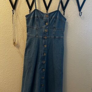 Denim spaghetti strap dress. New size XS